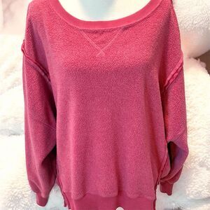 American Eagle Size XS This Feels Seriously Huggable Pink Sweatshirt Crew Neck